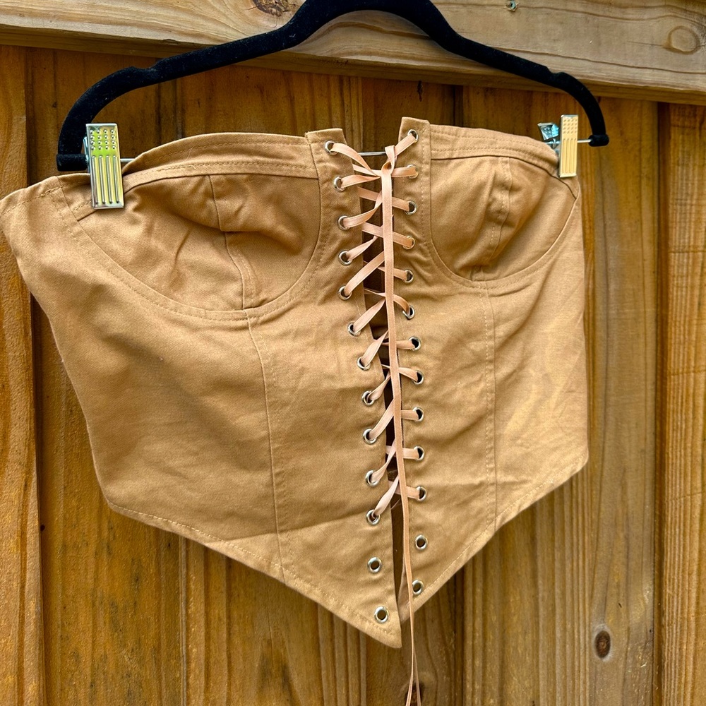 Cropped Front Tie Corset